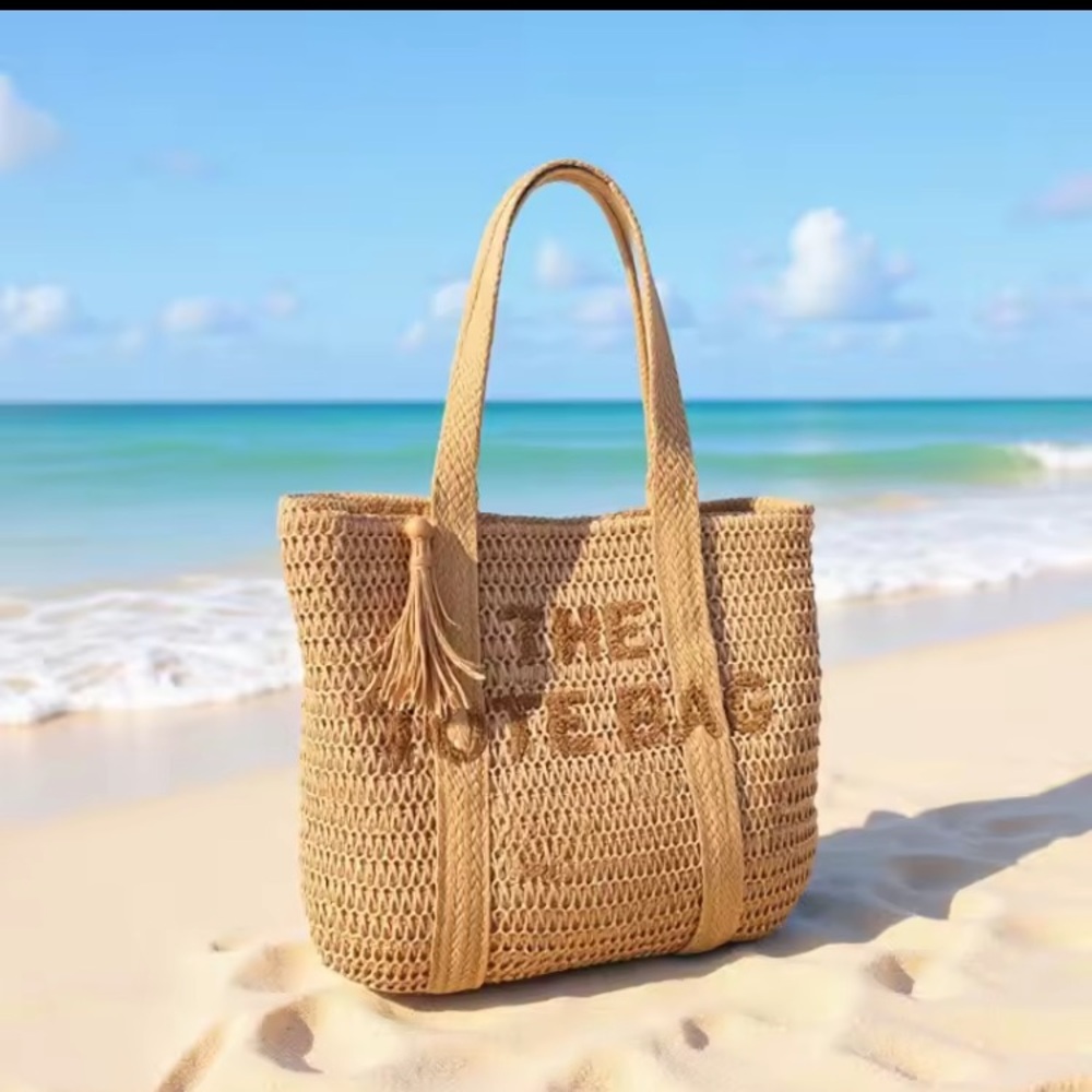 💥LAST ONE💥 New THE TOTE BAG Tan Woven Straw Summer Beach Bag Casual Large Purse